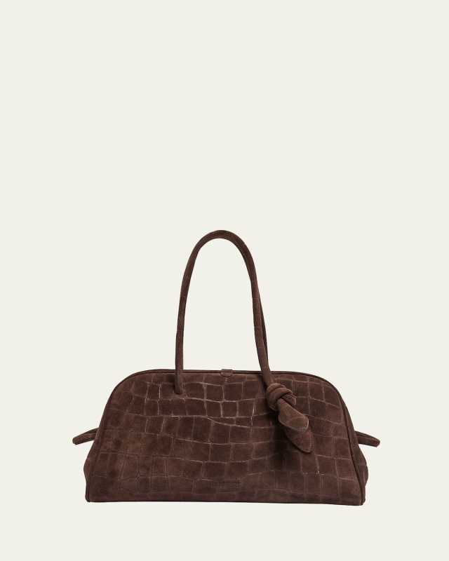 Le Turismo Croc-Embossed Suede Shoulder Bag